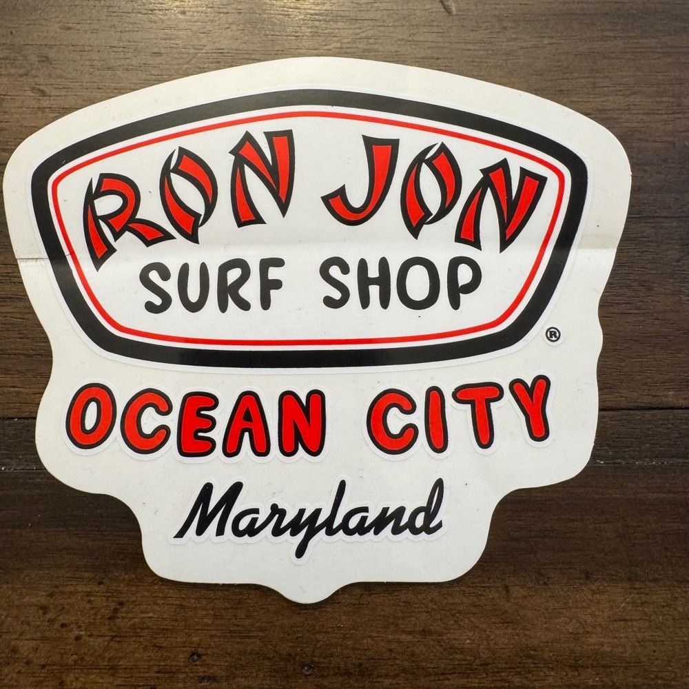 Ron Jon Surf Shop Sticker Ocean City Maryland White Red Black Logo Decal